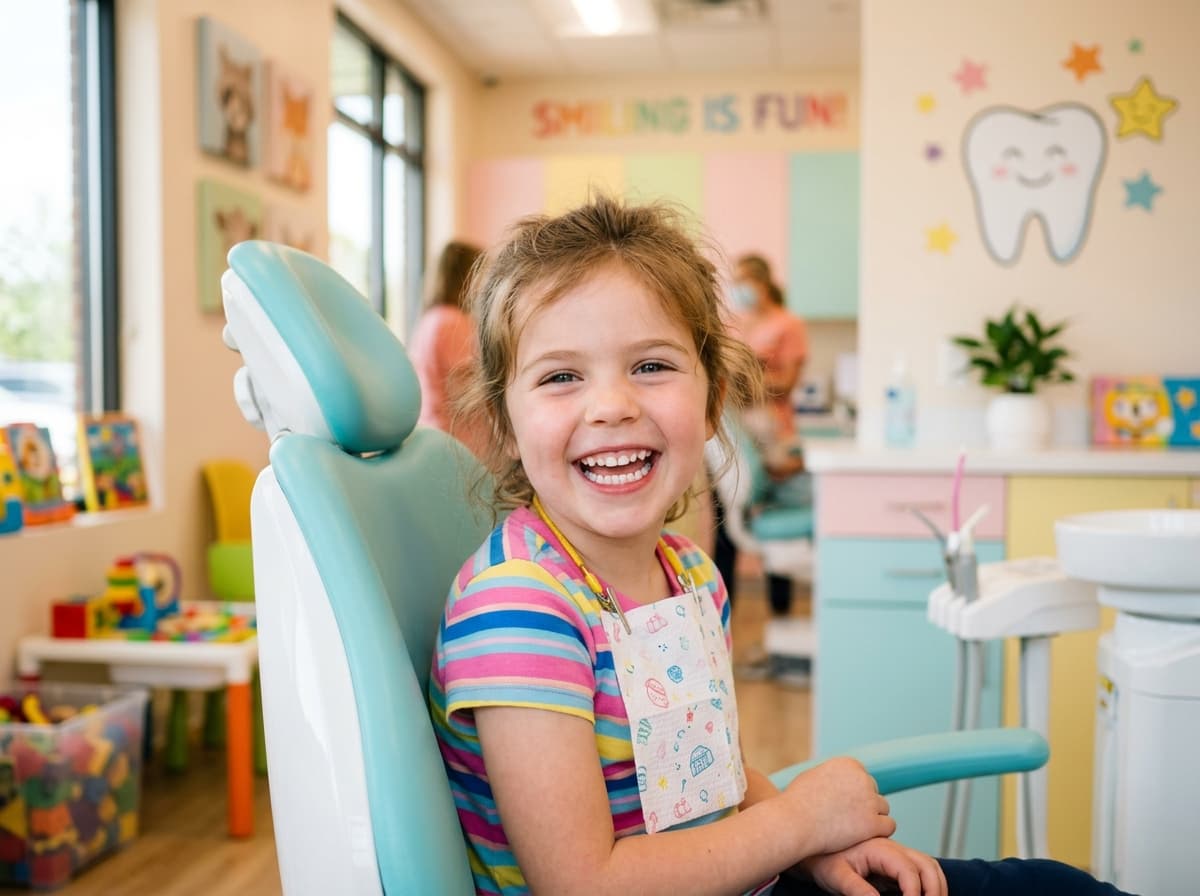 Happy child smiling after gentle pediatric dental visit